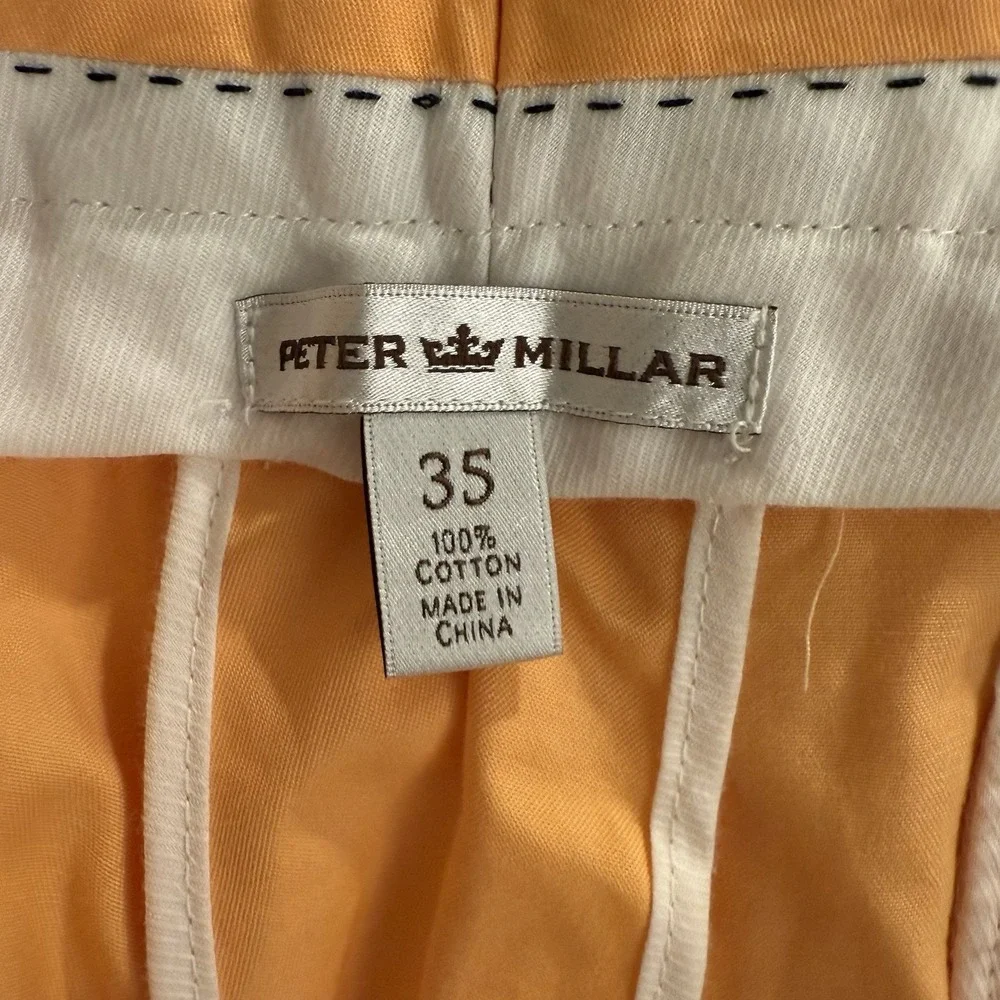 Peter Millar Lightweight Twill Chino Shorts Mens 35 Orange‎ MS14B50 Golf